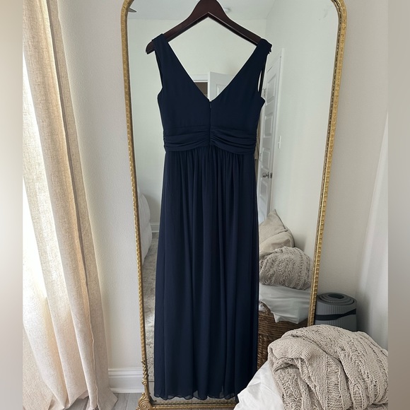 Dessy Collection Shirred Chiffon Gown Midnight Blue Style# 2894** - Picture 6 of 7